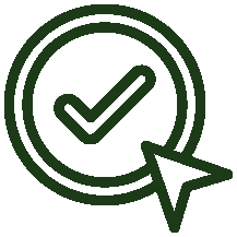 A green check mark inside a circle with a mouse cursor pointer icon overlapping the lower right corner, symbolizing successful selection or completion.